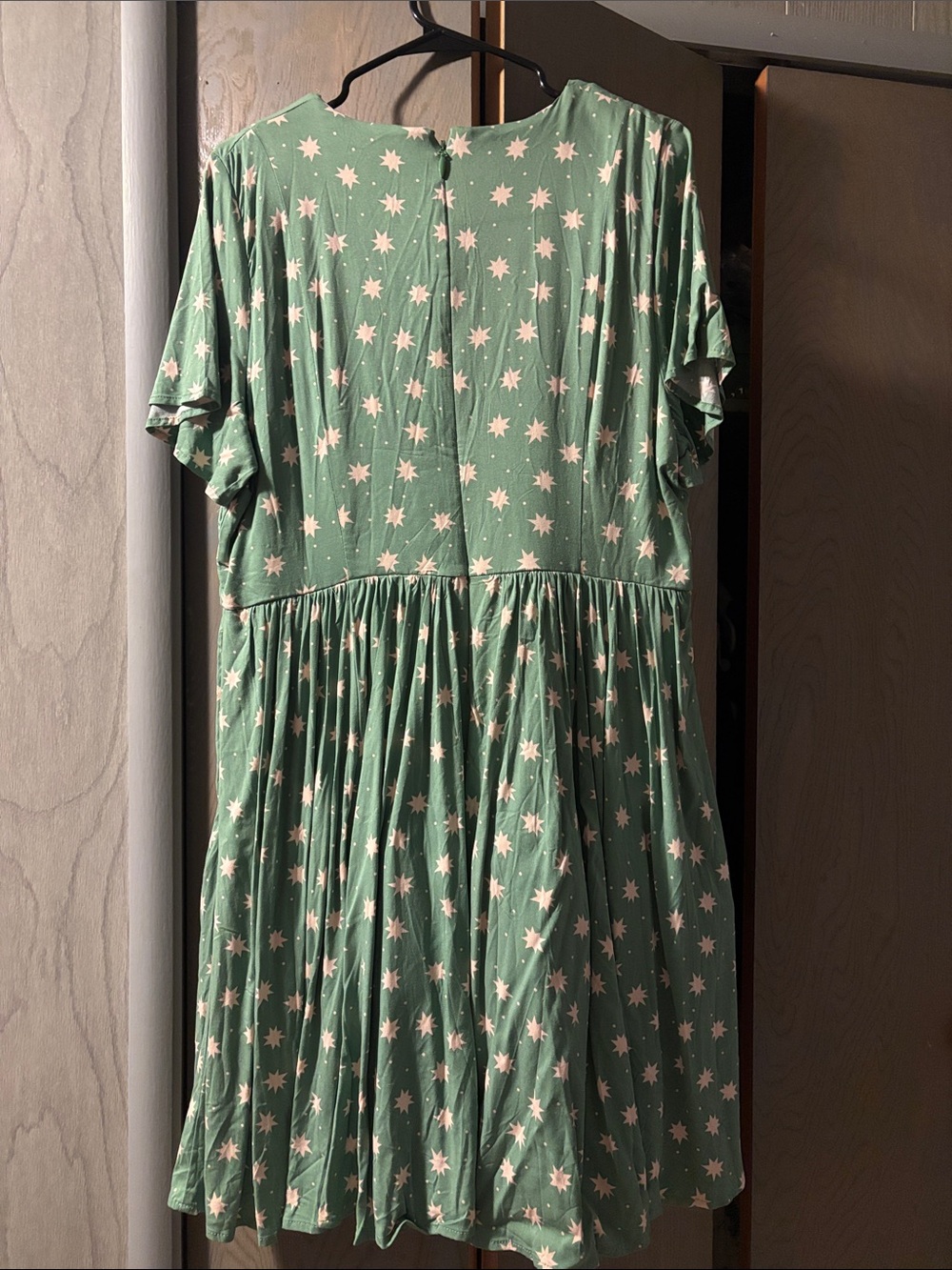 Torrid Retro Chic Flutter Sleeve Dress Mint Green Celestial Stars - Picture 6 of 6